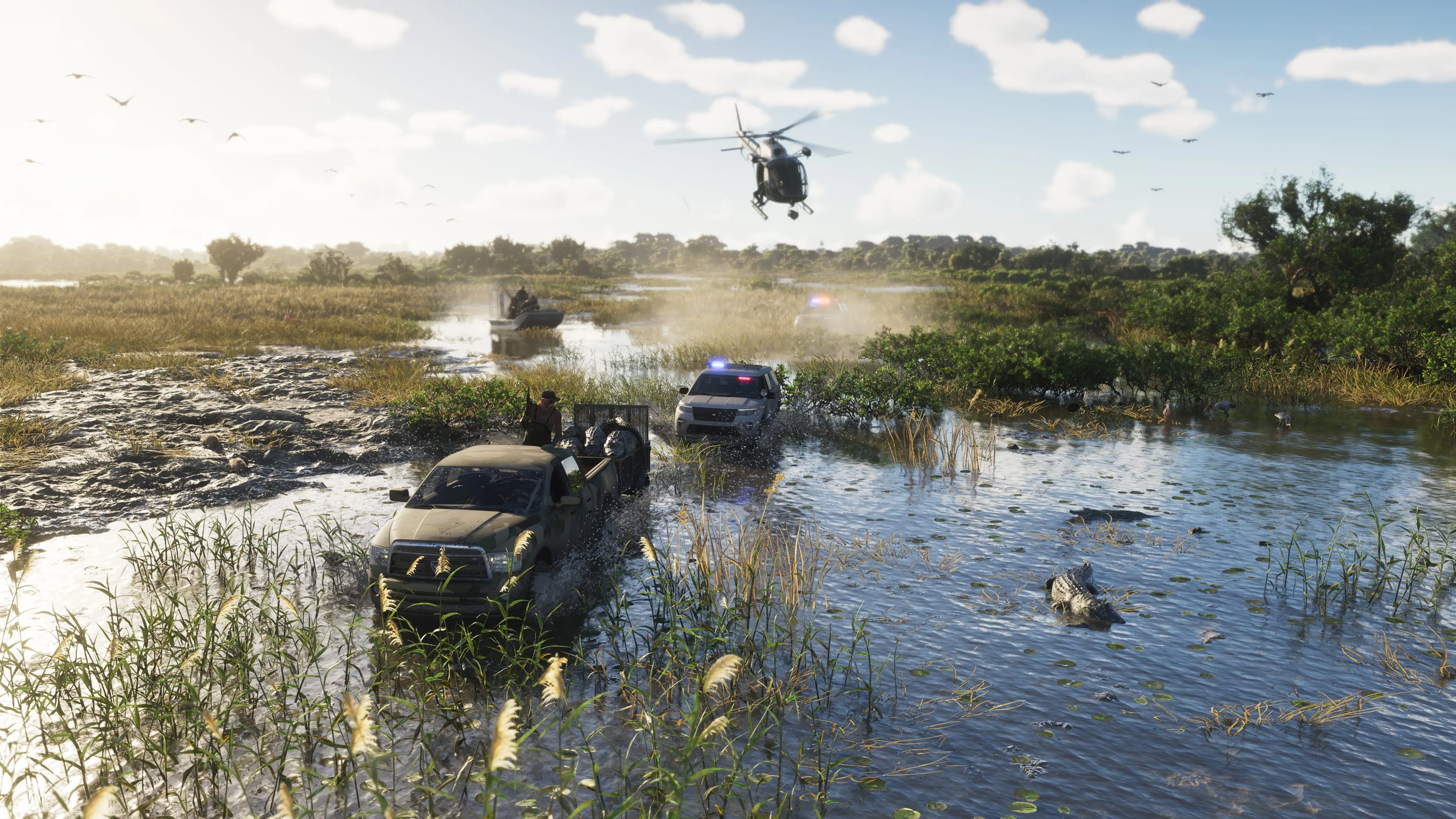 GTA 6 a police pursuit through the Grassrivers marsh