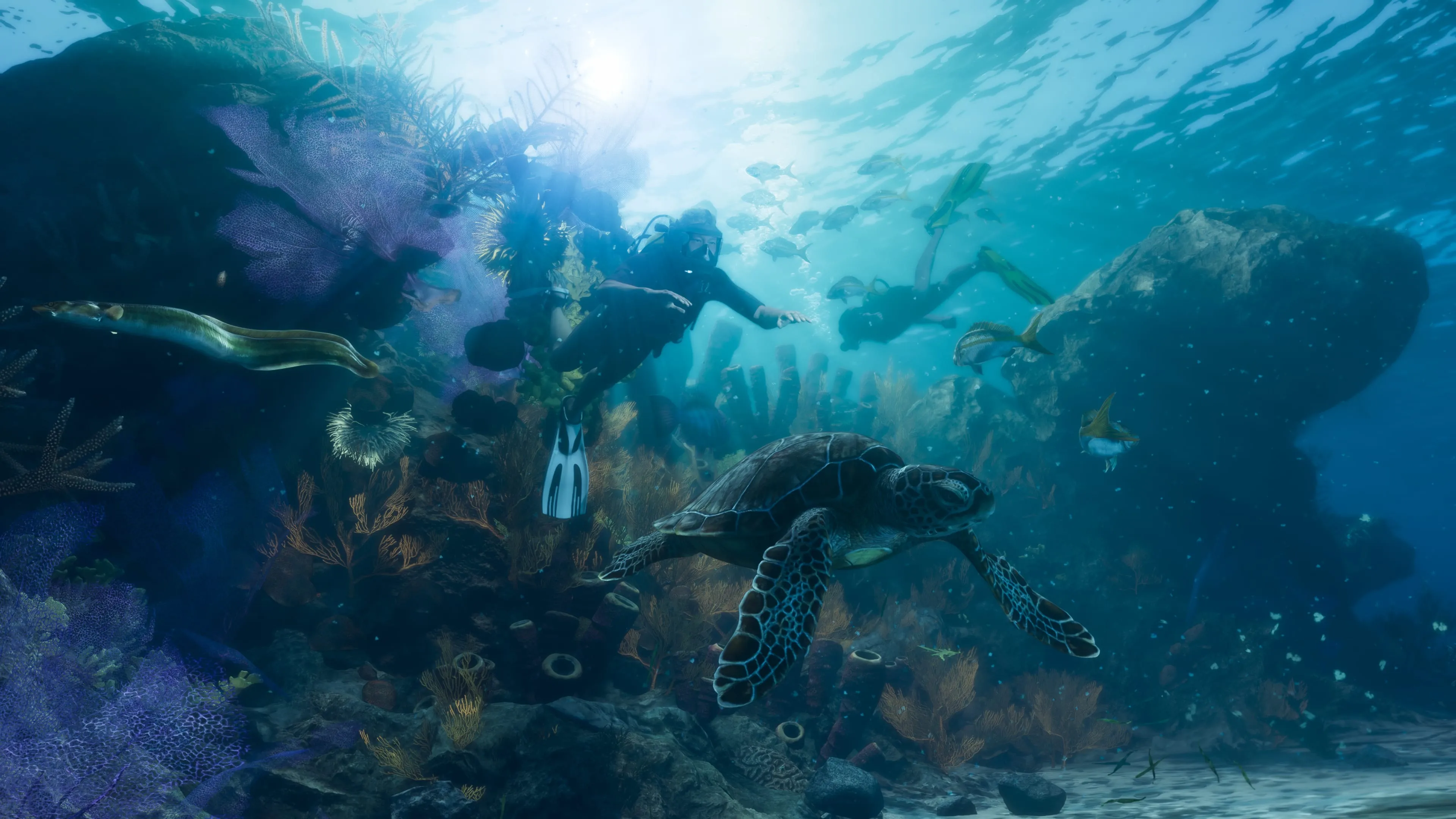 GTA 6 scuba diving over a coral reef in the Leonida Keys