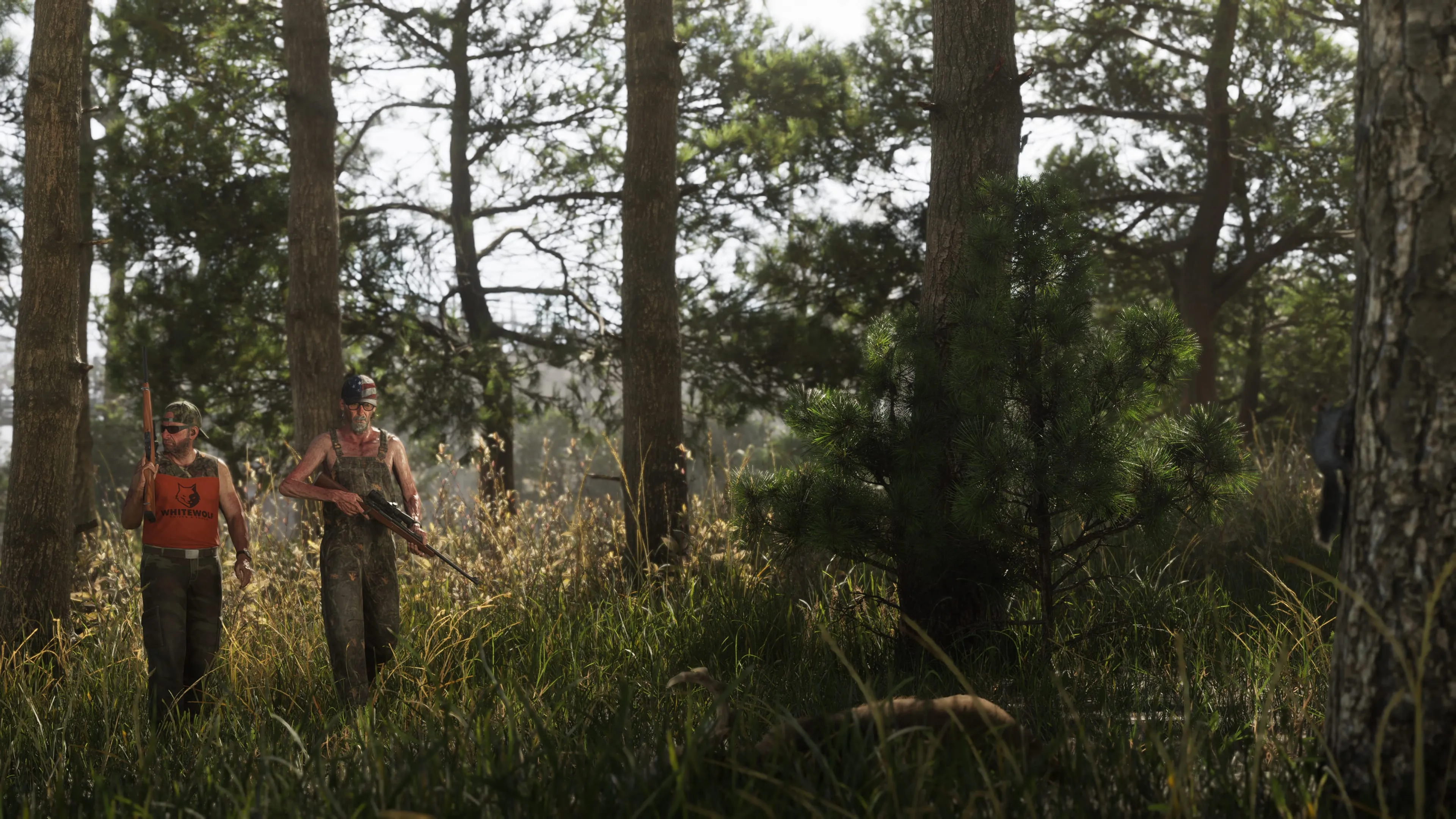 GTA 6 hunters moving through the Mount Kalaga pine woods