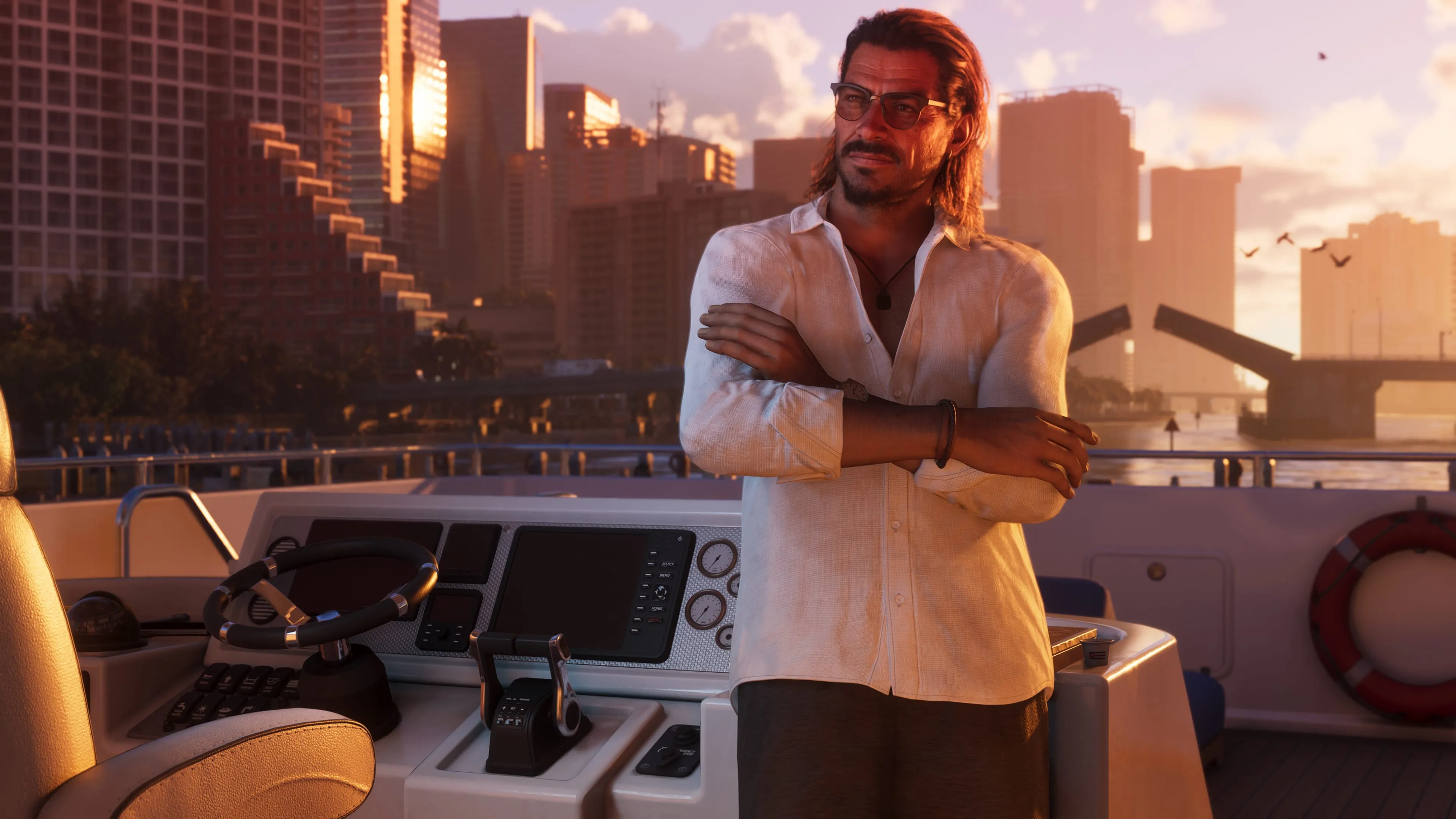 GTA 6 Raul Bautista aboard a yacht at sunset