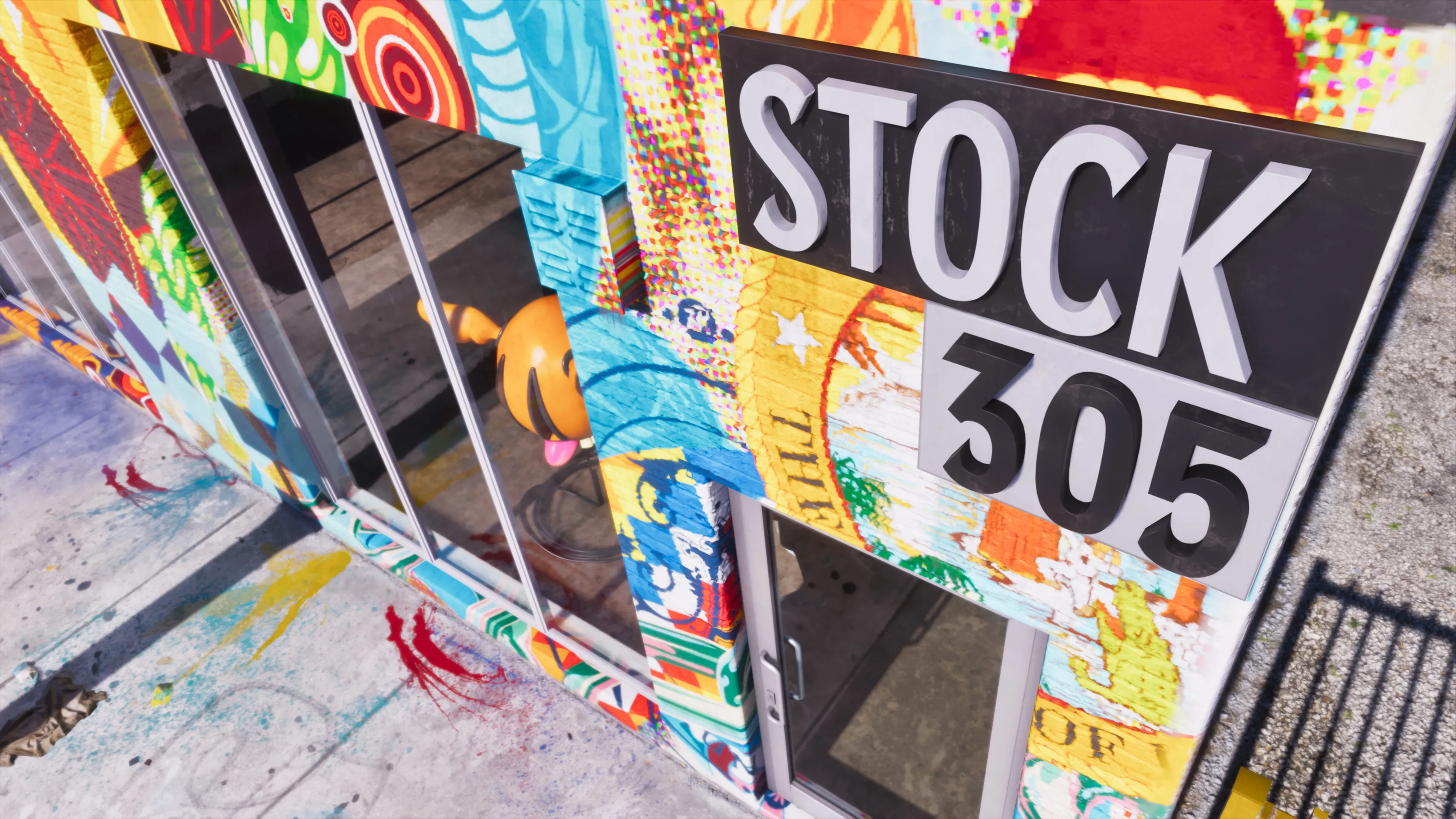 GTA 6 the colourful art-covered Stock 305 storefront sign