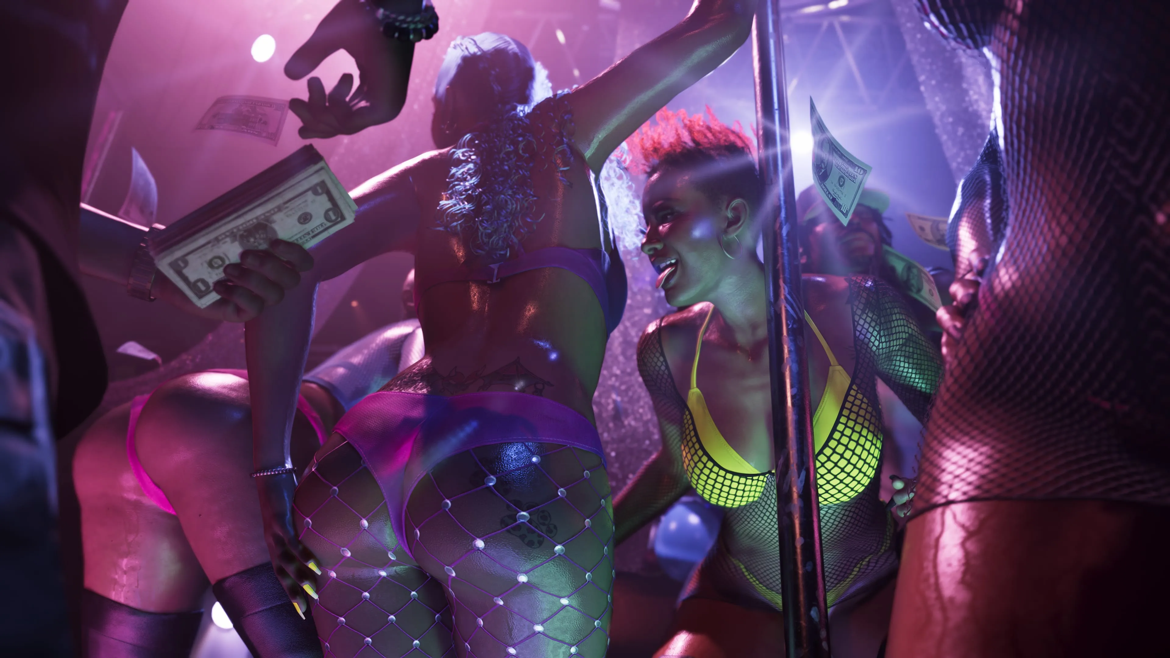 GTA 6 the inside of a neon Vice City nightclub